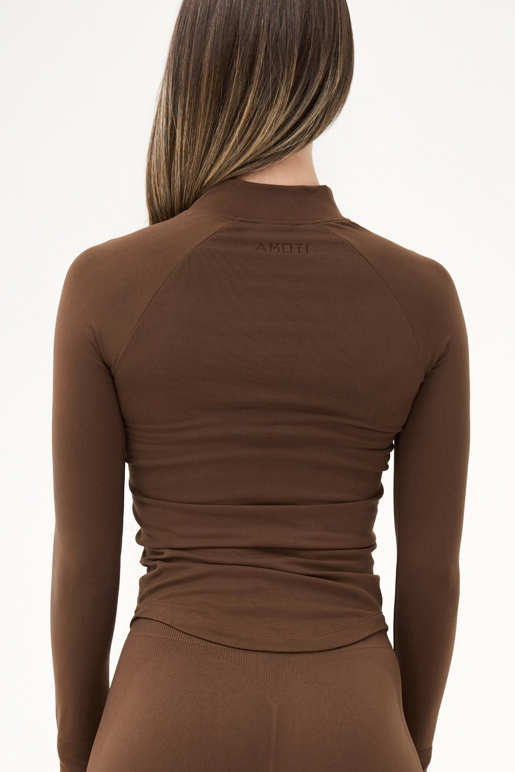 Brown Power Seamless sports shirt with zipper